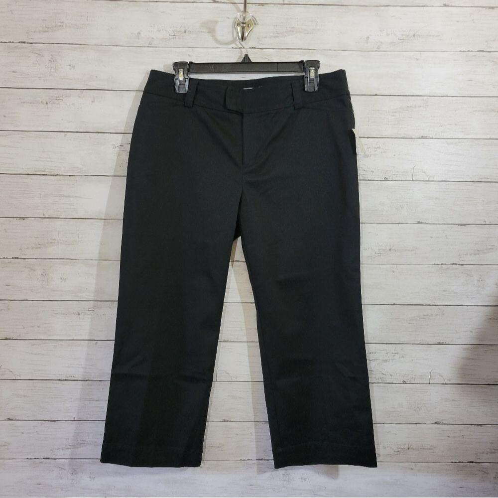 Madison Womens Black Crop Pant Cotton Blend Classic Work Career Size 10
